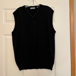 Men’s Toscano Firenze black 100% merino wool pull over V neck vest. Size large